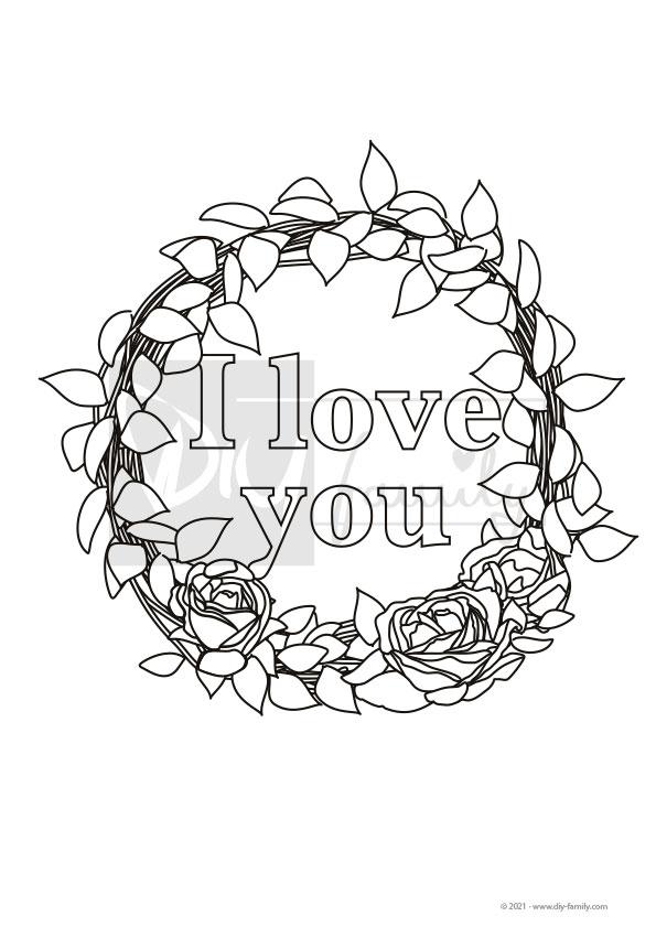 Kranz I Love You – Einzelausmalvorlage