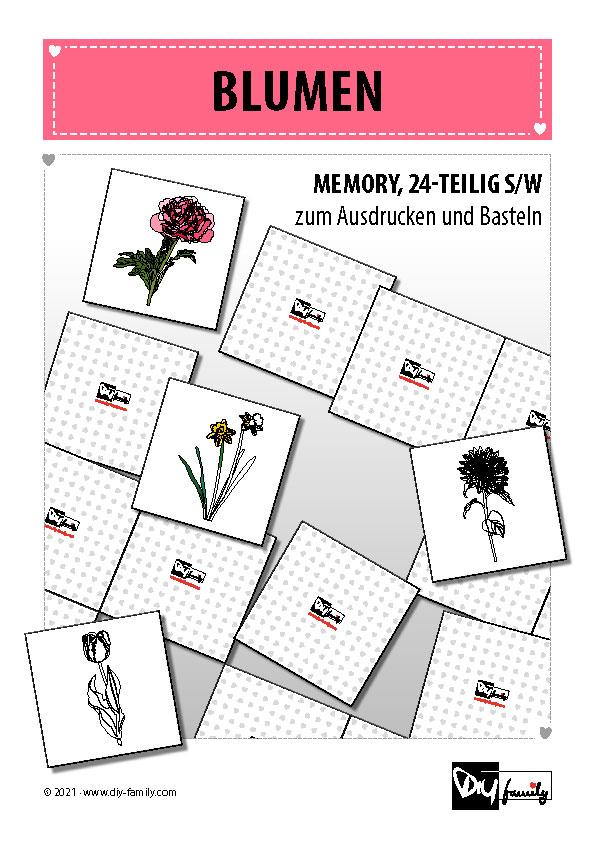 Blumen – Memory zum Ausschneiden und Ausmalen