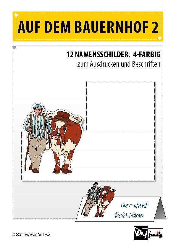 Bauernhof 2 – Namensschilder zum Ausschneiden und Basteln