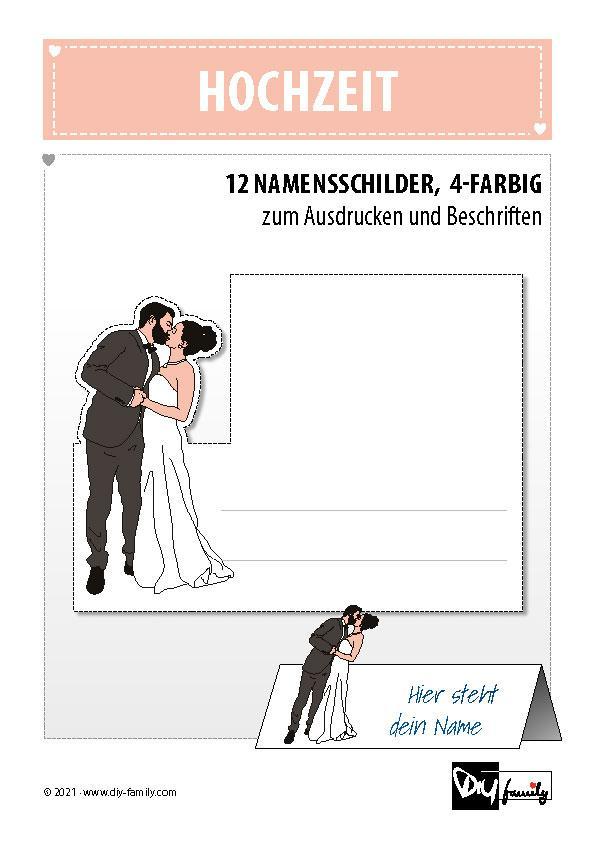 Hochzeit – Namensschilder zum Ausschneiden und Basteln