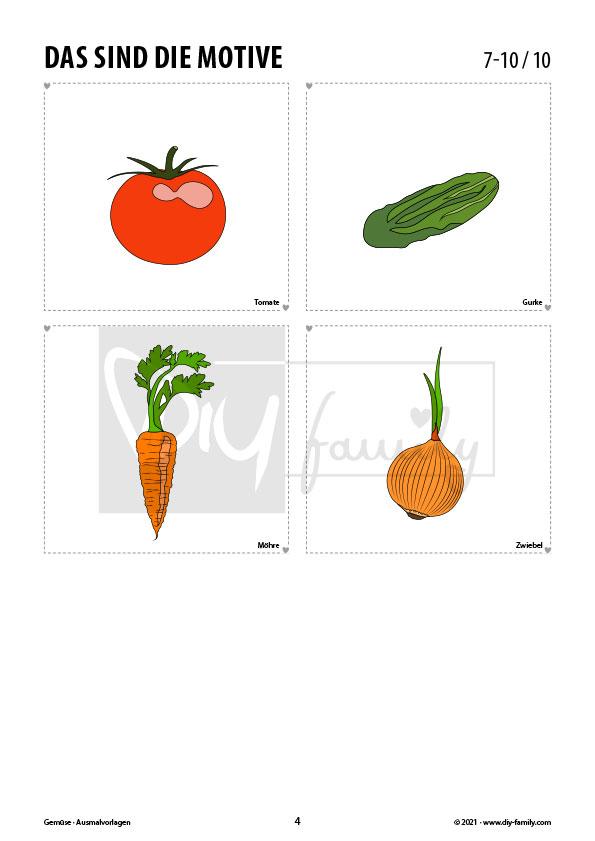 Gemüse – Ausmalvorlagen Sammlung