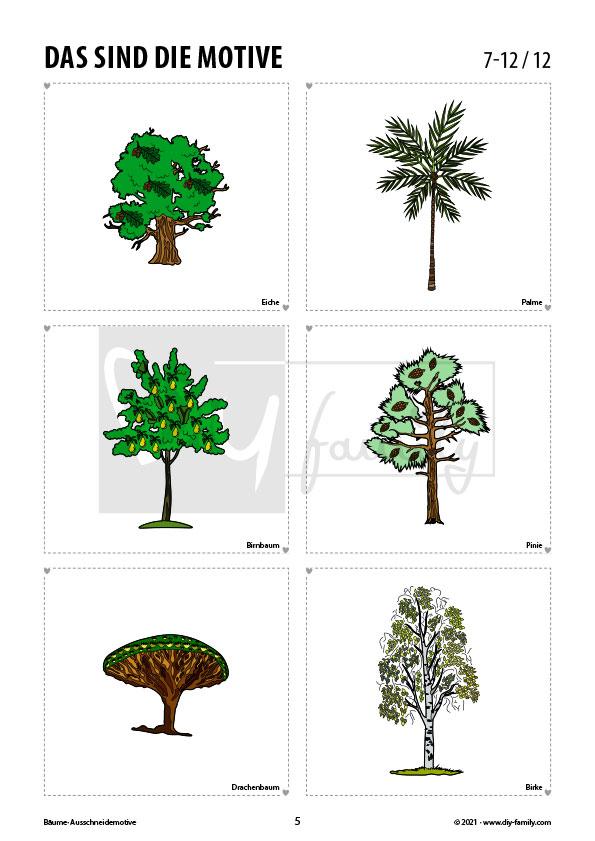 Bäume – Motive zum Ausmalen, Ausschneiden und Aufkleben