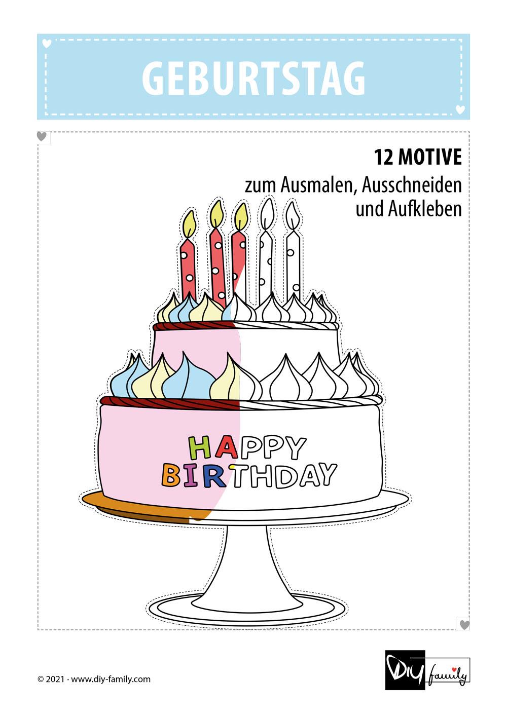 Geburtstag Namensschilder zum Ausschneiden und Ausmalen DIYFamily