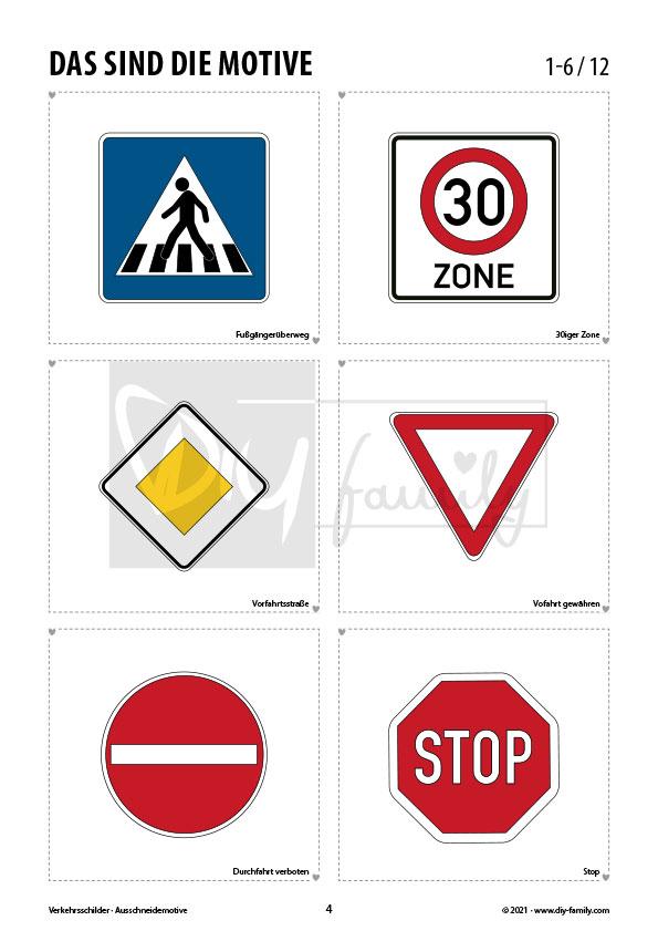 Verkehrszeichen 1 – Motive zum Ausmalen, Ausschneiden und Aufkleben