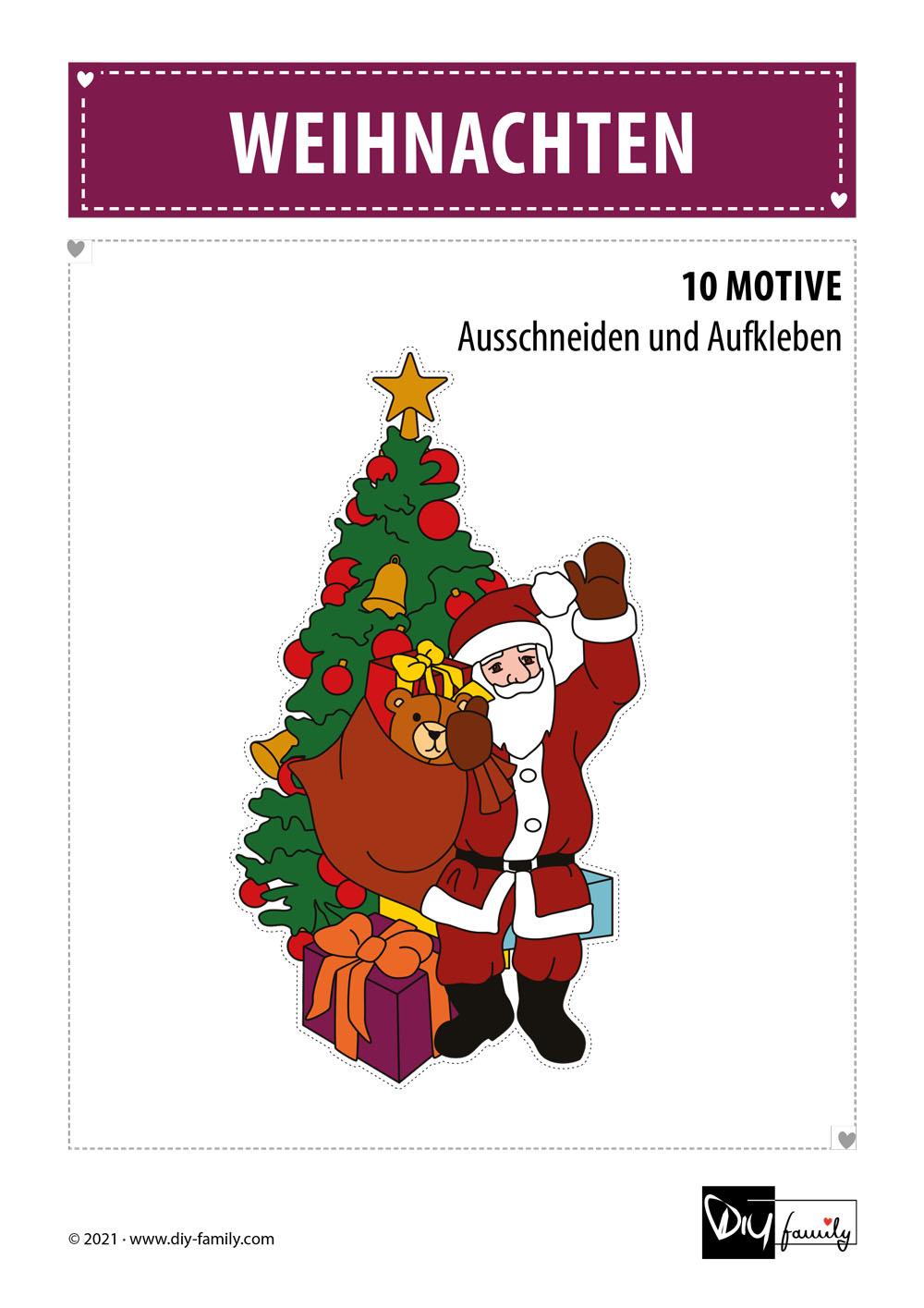 Weihnachten – Motive zum Ausschneiden und Aufkleben - DIY-Family
