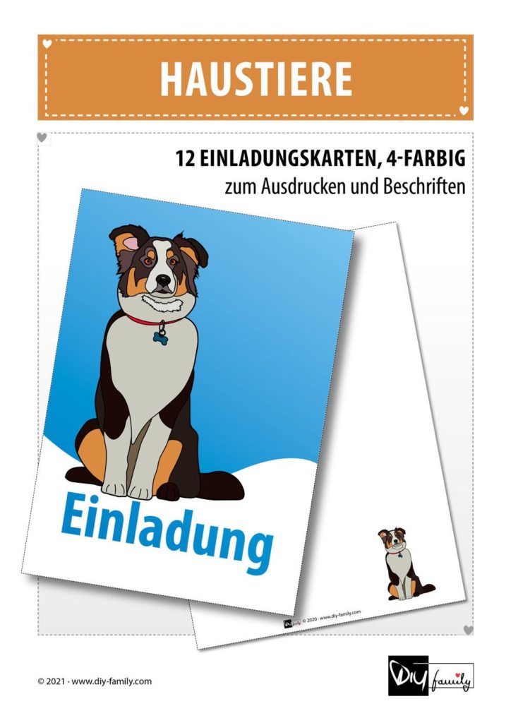 Haustiere – Einladungskarten