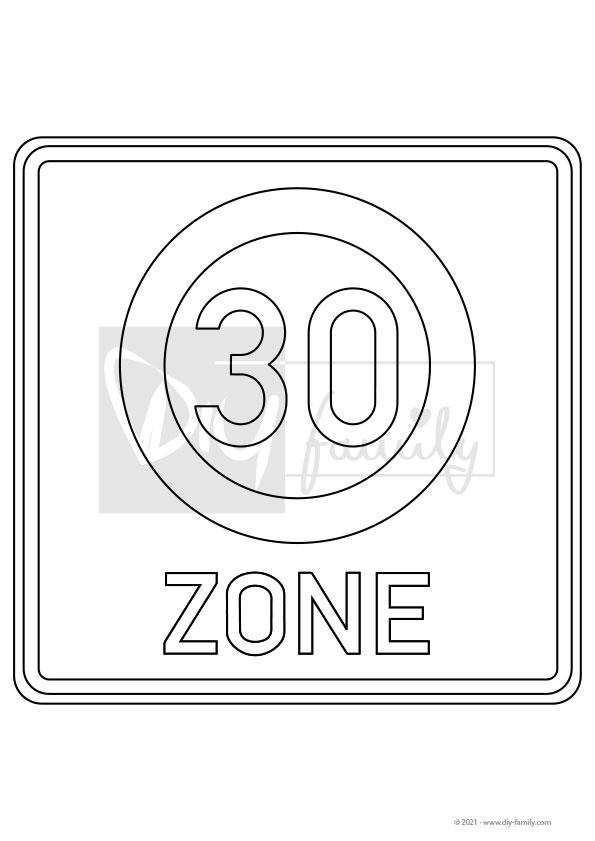 30er Zone – Einzelausmalvorlage