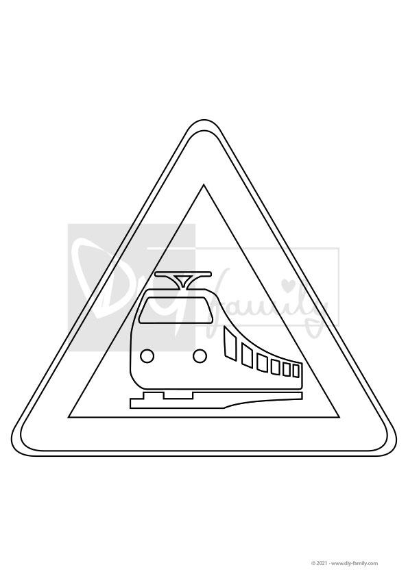 Achtung Bahnübergang – Einzelausmalvorlage