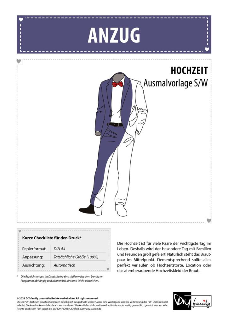 Anzug – Einzelausmalvorlage