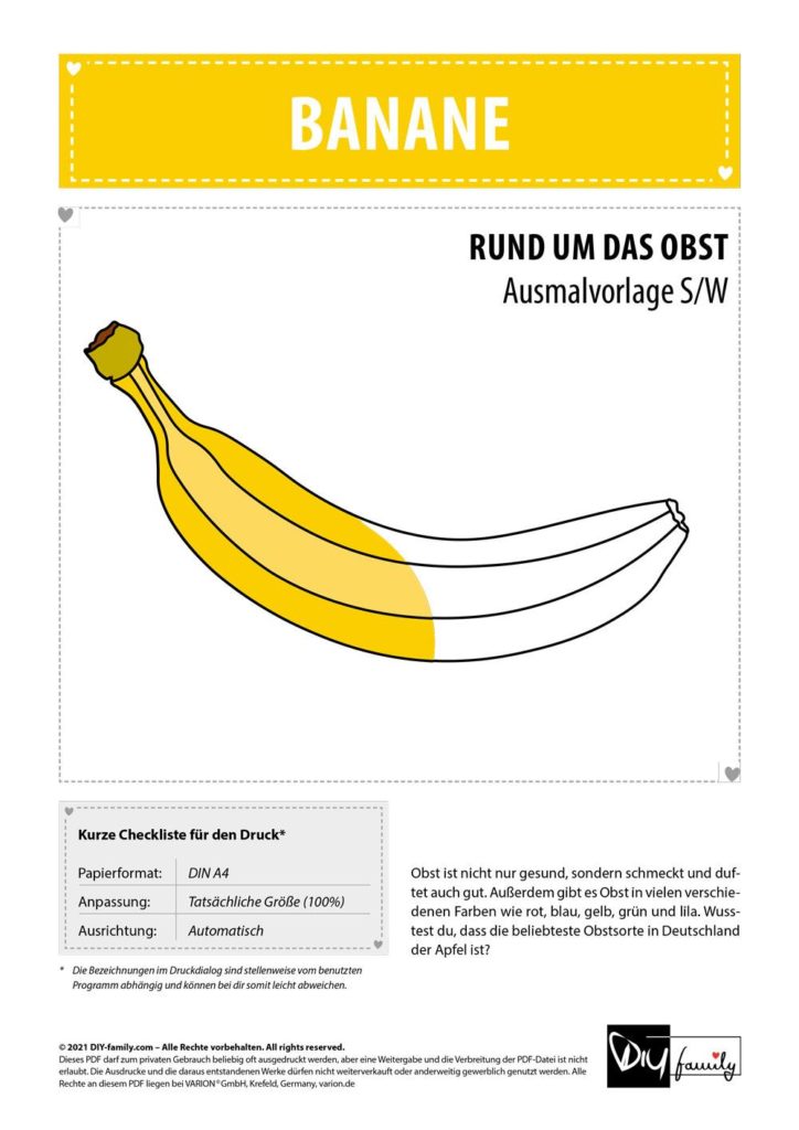 Banane – Einzelausmalvorlage