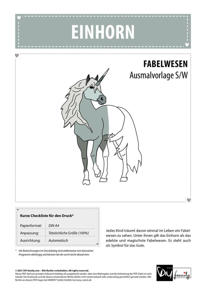 Einhorn – Einzelausmalvorlage