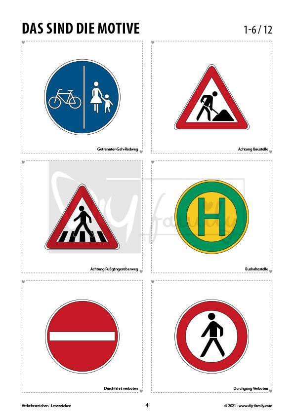 Verkehrszeichen 2 – Lesezeichen zum Ausdrucken, Ausmalen und Basteln
