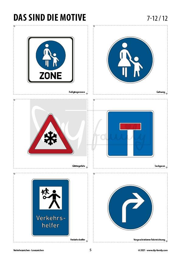Verkehrszeichen 2 – Lesezeichen zum Ausdrucken, Ausmalen und Basteln