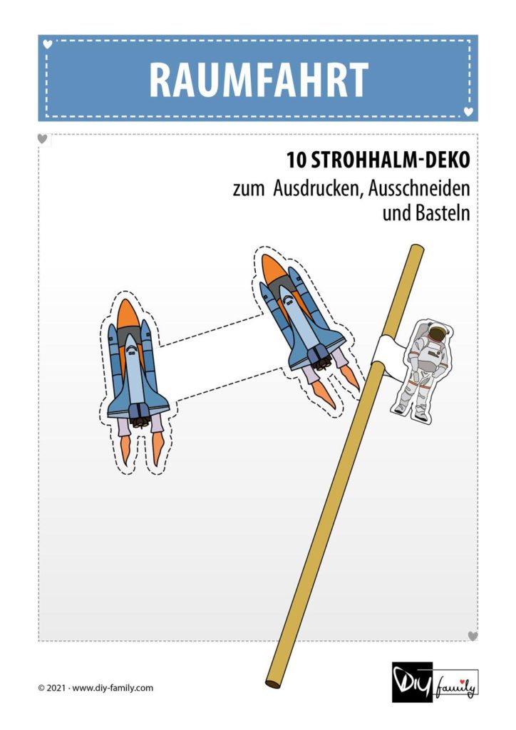 Raumfahrt – Strohhalmanhänger zum Ausdrucken und Basteln