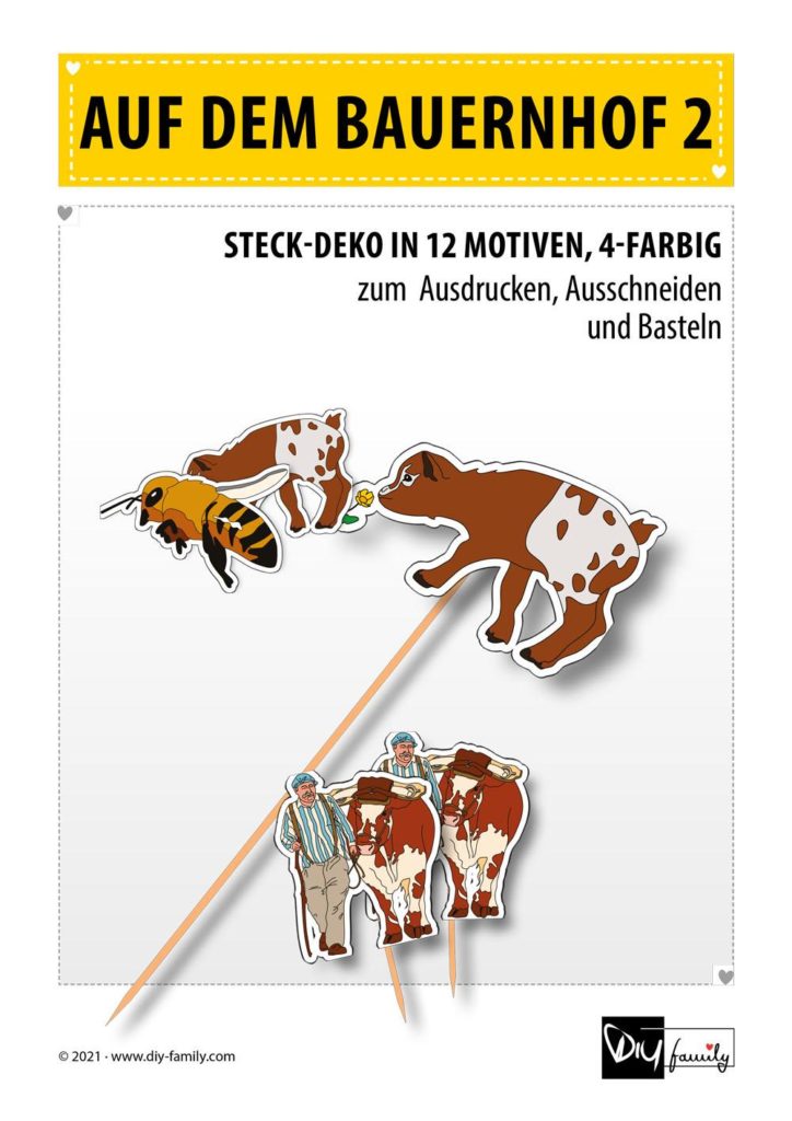 Bauernhof 2 – Steck-Deko zum Ausdrucken und Ausschneiden