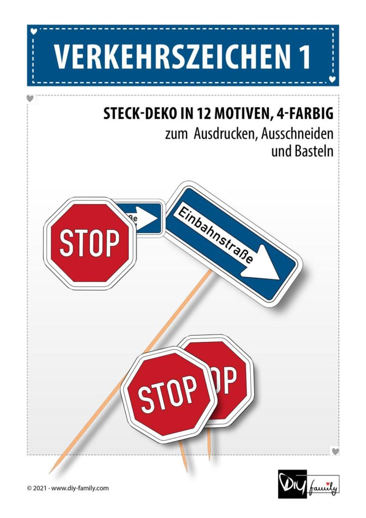 Verkehrszeichen 1 – Steck-Deko zum Ausdrucken und Ausschneiden