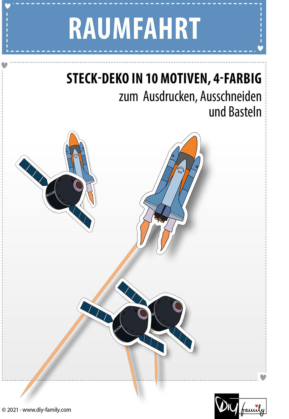 Raumfahrt – Steck-Deko zum Ausdrucken und Ausschneiden - DIY-Family