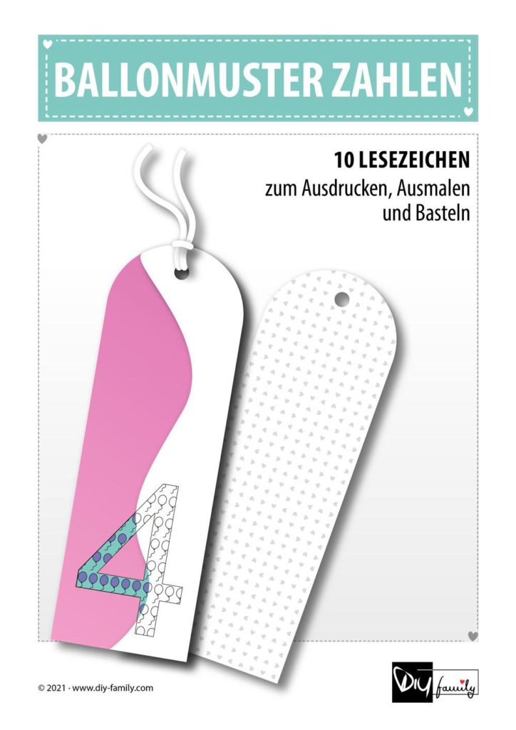 Ballonmusterzahlen – Lesezeichen zum Ausdrucken, Ausmalen und Basteln