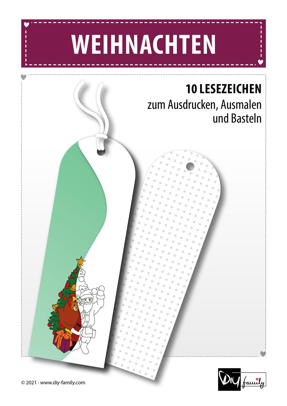 Weihnachten – Lesezeichen zum Ausdrucken, Ausmalen und Basteln - DIY-Family