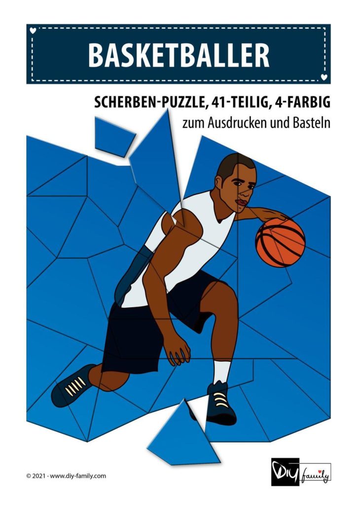 Basketballer – Scherben-Puzzle zum Ausdrucken und Ausschneiden
