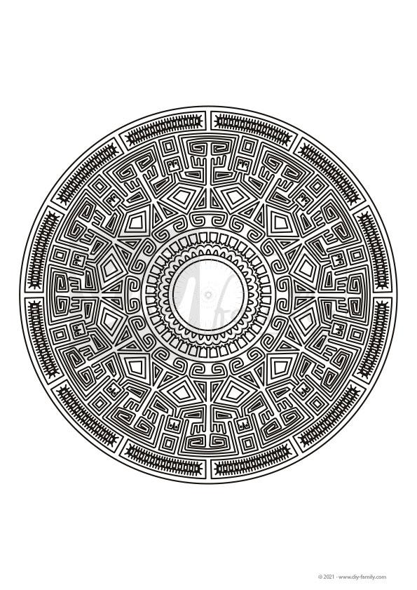 Maya Mandala – Einzelausmalvorlage
