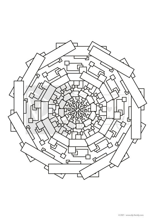 Quadrate Mandala – Einzelausmalvorlage