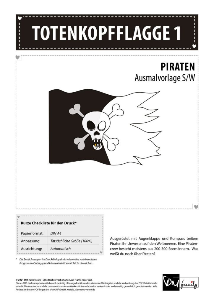 Totenkopfflagge 1 – Einzelausmalvorlage