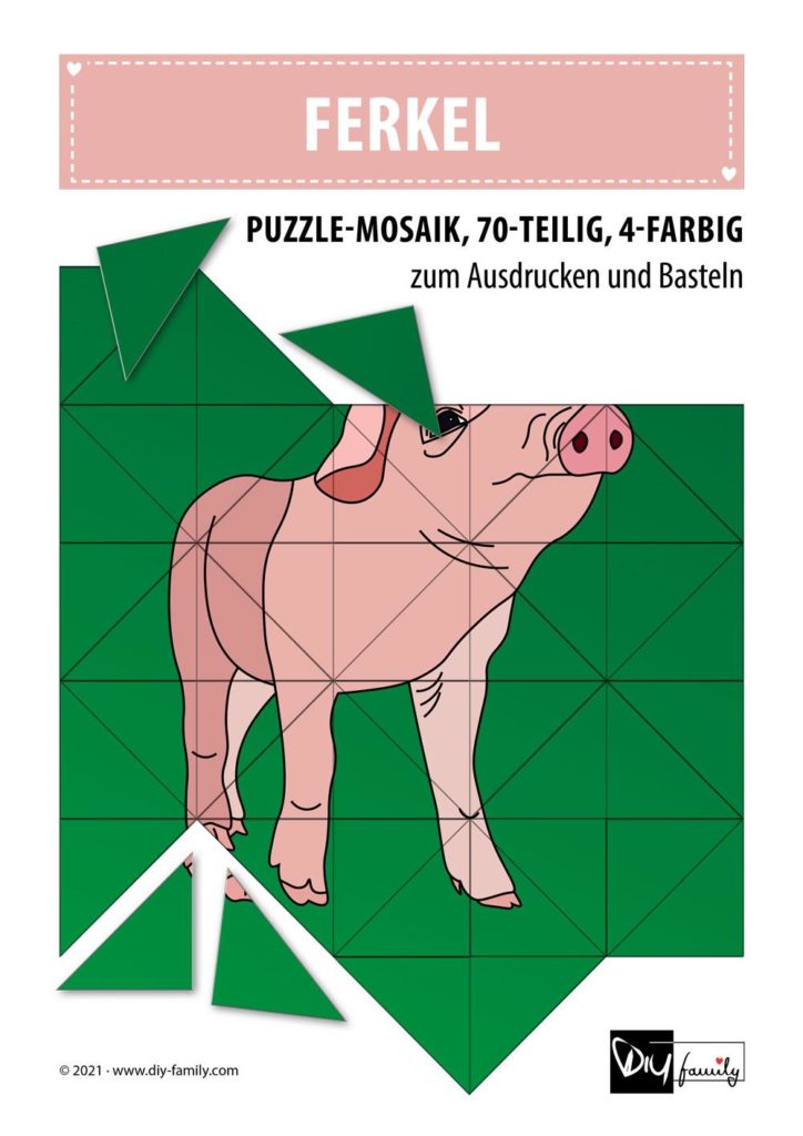 Ferkel – Mosaikpuzzle zum Ausschneiden und Basteln