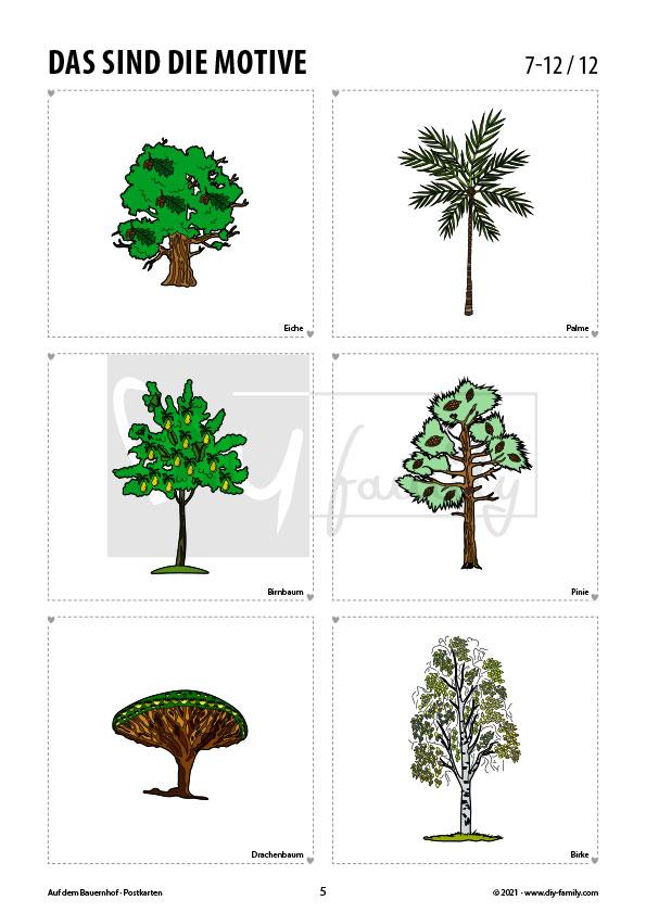 Bäume – Postkarten zum Ausschneiden