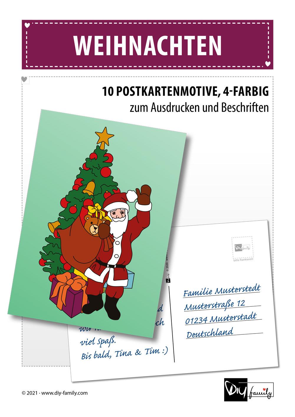 Weihnachten Postkarten zum Ausschneiden DIYFamily