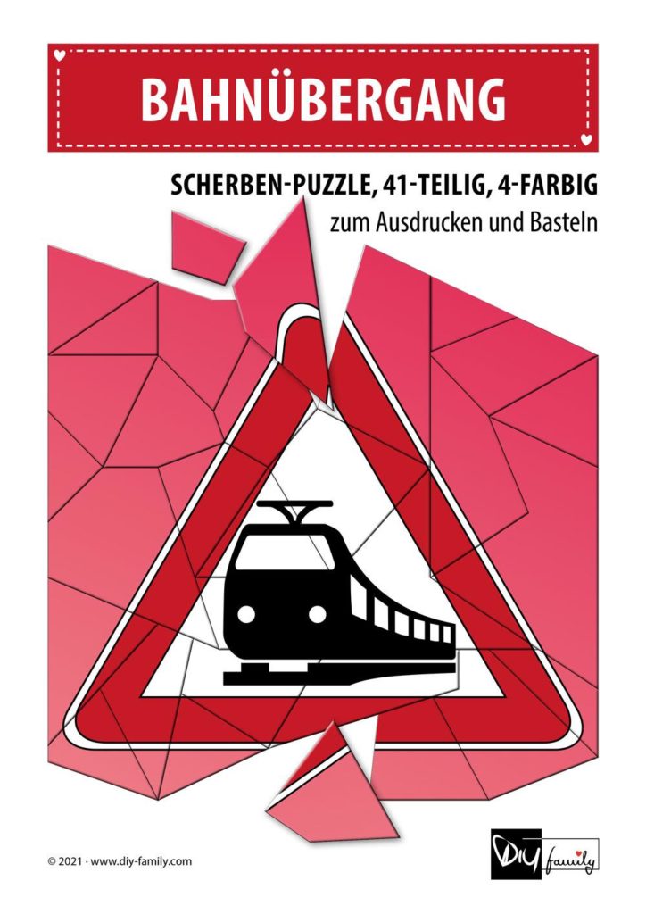 Bahnübergang – Scherben-Puzzle zum Ausdrucken und Ausschneiden