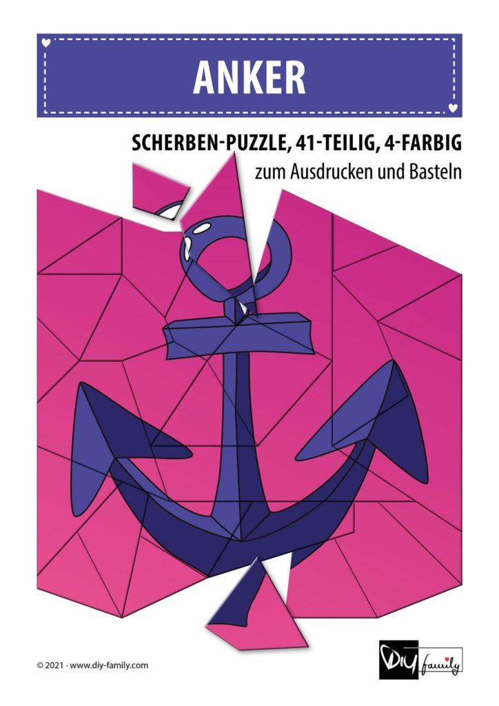 Anker – Scherben-Puzzle zum Ausdrucken und Ausschneiden