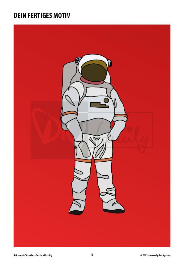 Astronaut – Scherben-Puzzle zum Ausdrucken, Ausschneiden und Ausmalen