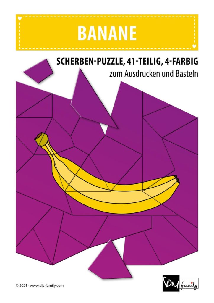 Banane – Scherben-Puzzle zum Ausdrucken und Ausschneiden