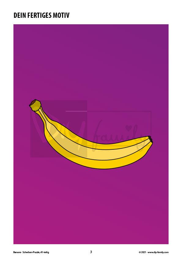 Banane – Scherben-Puzzle zum Ausdrucken, Ausschneiden und Ausmalen
