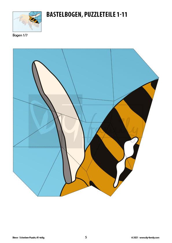 Biene – Scherben-Puzzle zum Ausdrucken und Ausschneiden