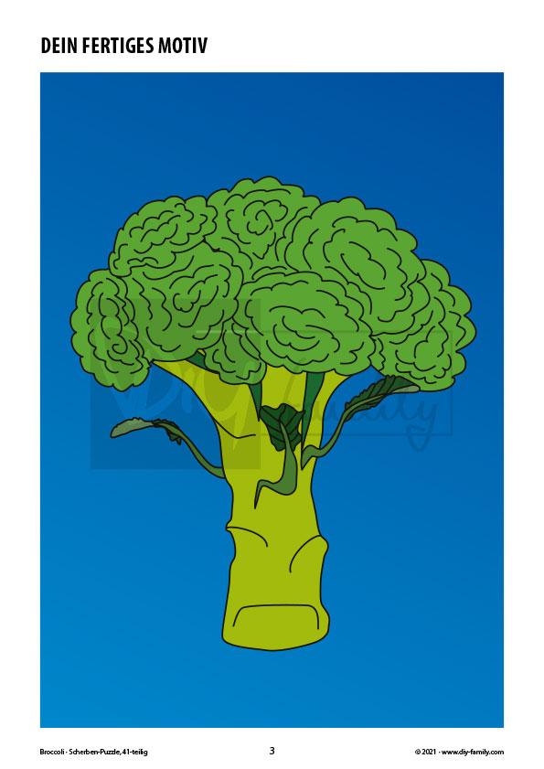 Broccoli – Scherben-Puzzle zum Ausdrucken, Ausschneiden und Ausmalen
