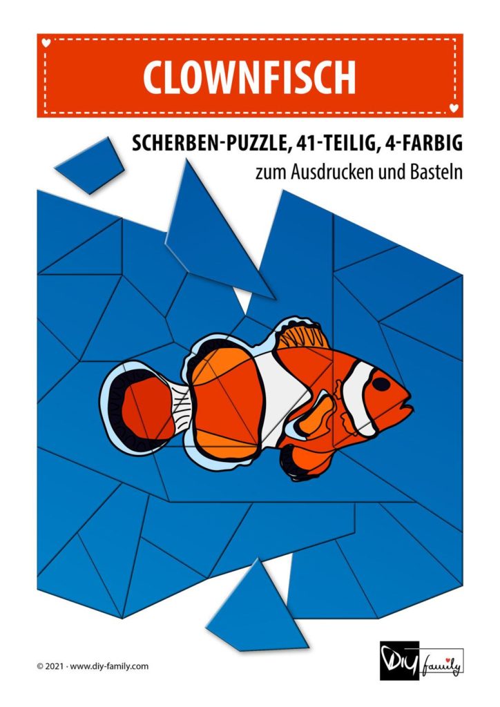 Clownfisch – Scherben-Puzzle zum Ausdrucken und Ausschneiden
