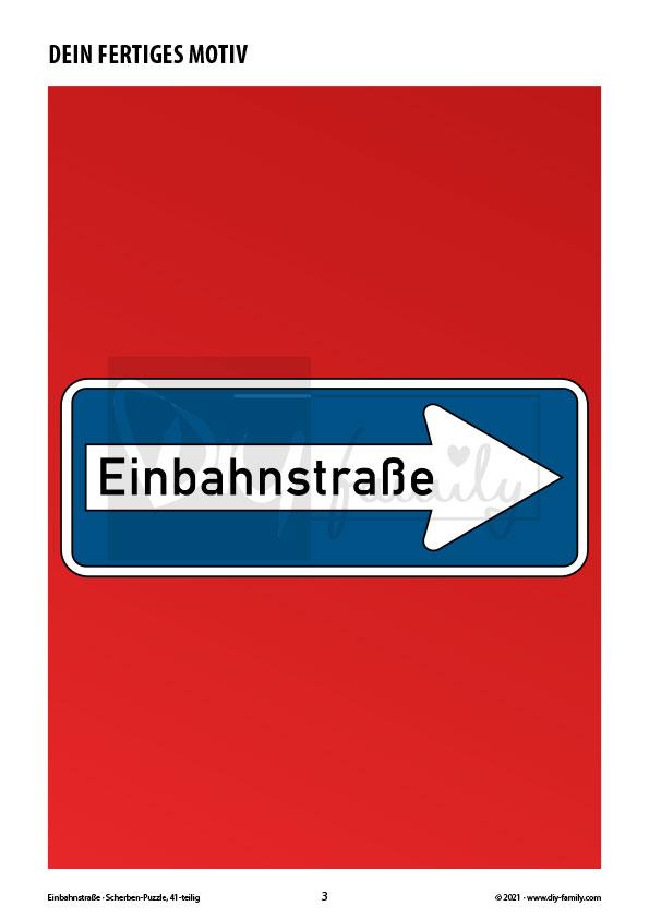 Einahnstraße – Scherben-Puzzle zum Ausdrucken, Ausschneiden und Ausmalen