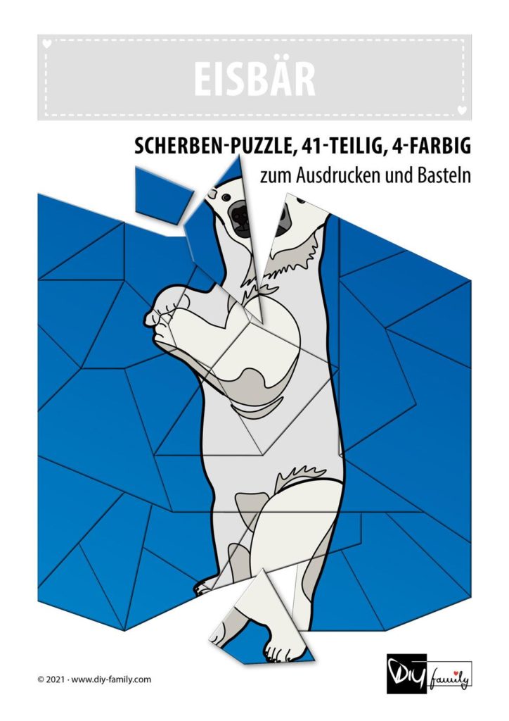 Eisbär – Scherben-Puzzle zum Ausdrucken und Ausschneiden
