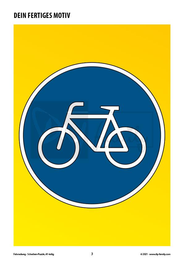 Fahrradweg – Scherben-Puzzle zum Ausdrucken, Ausschneiden und Ausmalen