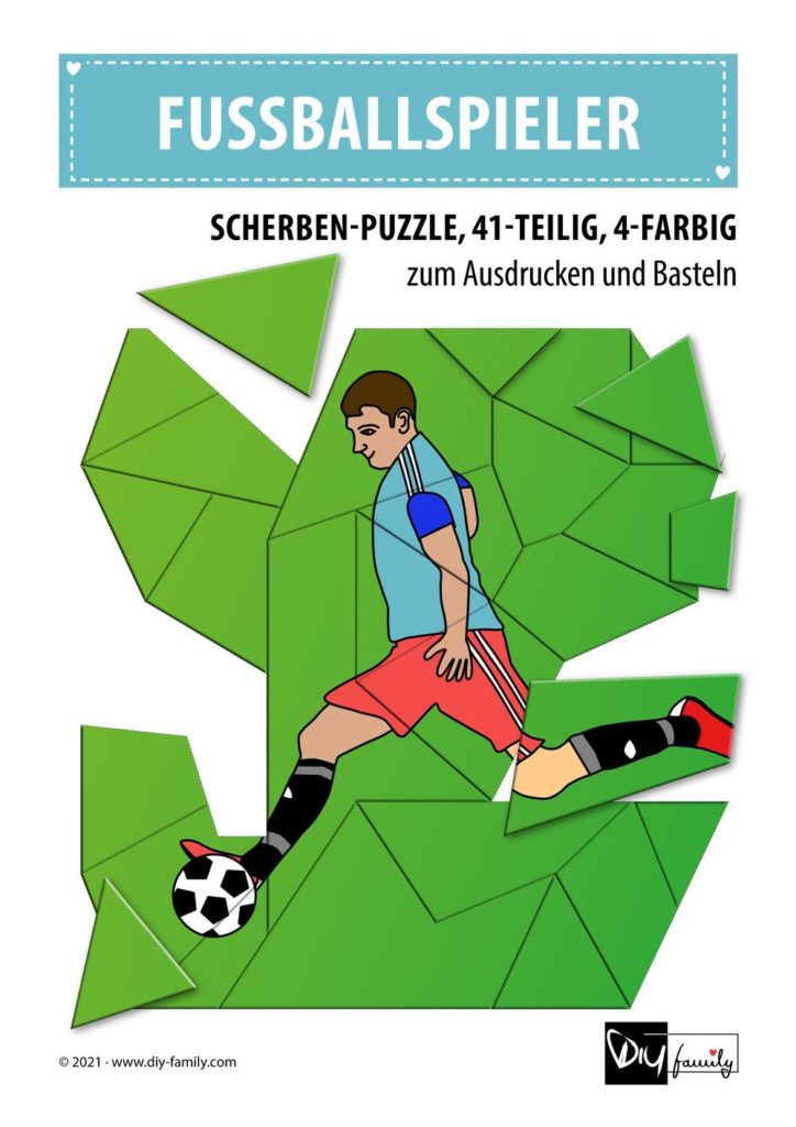 Fussballspieler – Scherben-Puzzle zum Ausdrucken und Ausschneiden