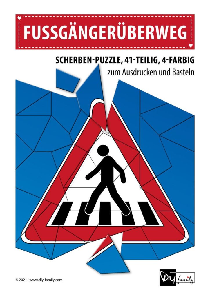 Fußgängerüberweg – Scherben-Puzzle zum Ausdrucken und Ausschneiden