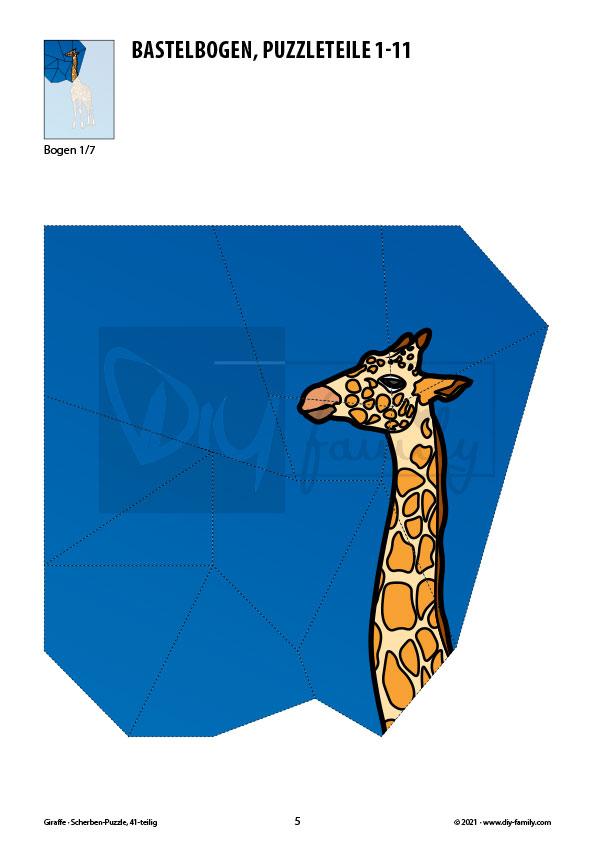 Giraffe – Scherben-Puzzle zum Ausdrucken und Ausschneiden