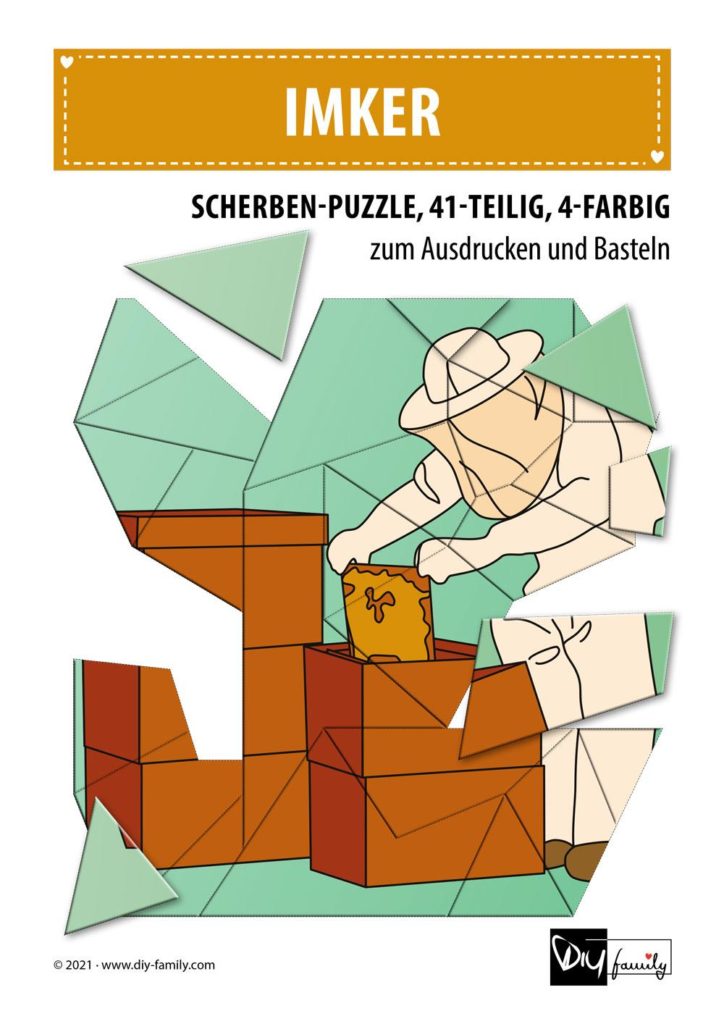 Imker – Scherben-Puzzle zum Ausdrucken und Ausschneiden