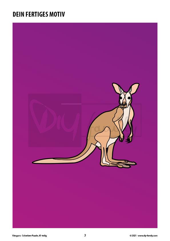 Känguru – Scherben-Puzzle zum Ausdrucken, Ausschneiden und Ausmalen