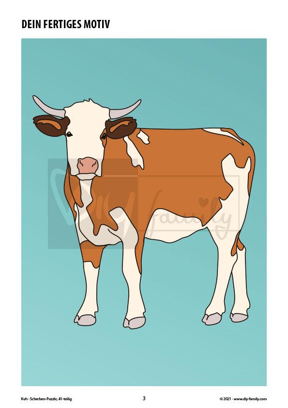 Kuh – Scherben-Puzzle zum Ausdrucken und Ausschneiden