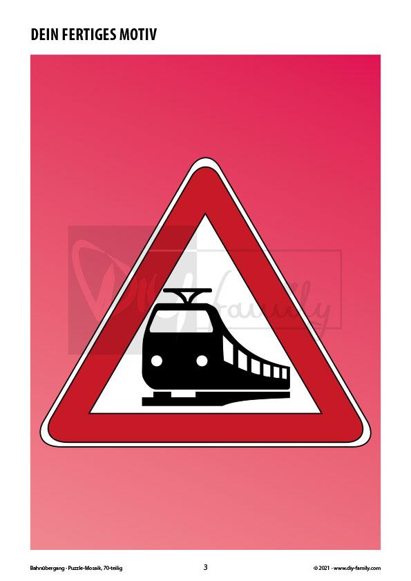 Bahnübergang – Mosaikpuzzle zum Ausschneiden und Ausmalen