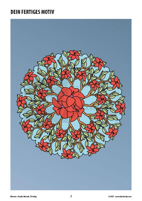 Blumen – Mosaikpuzzle zum Ausschneiden und Ausmalen