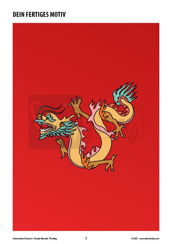 Chinesischer Drachen – Mosaikpuzzle zum Ausschneiden und Ausmalen